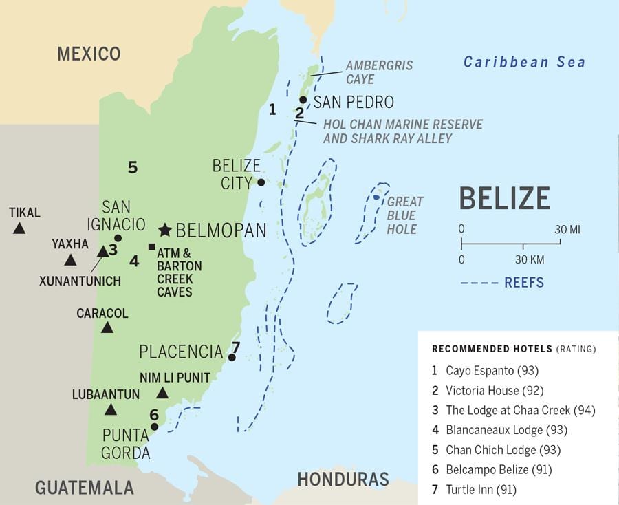 Peta Belize pantai