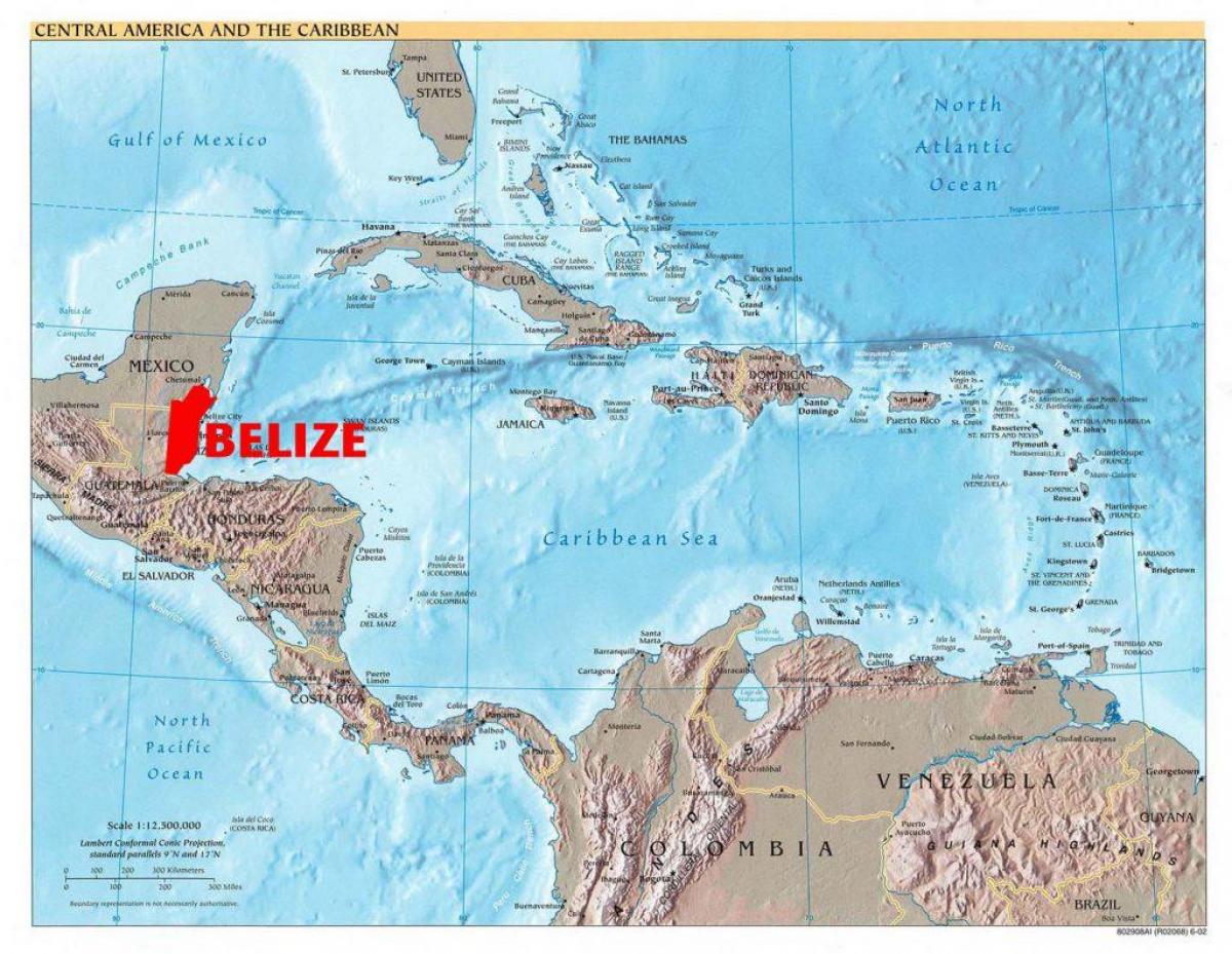 Peta Belize amerika tengah